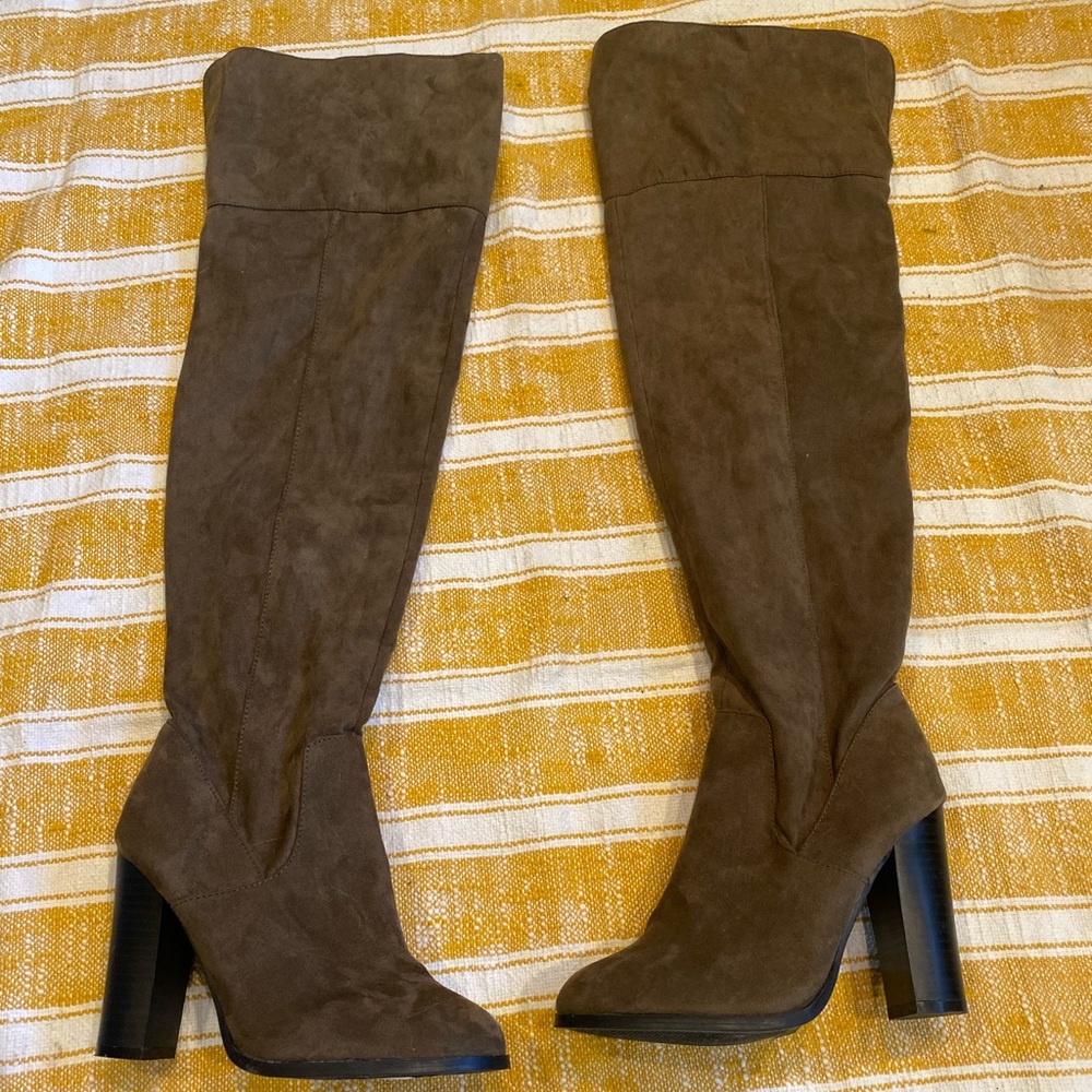 Charlotte Russe Olive Knee High Boots